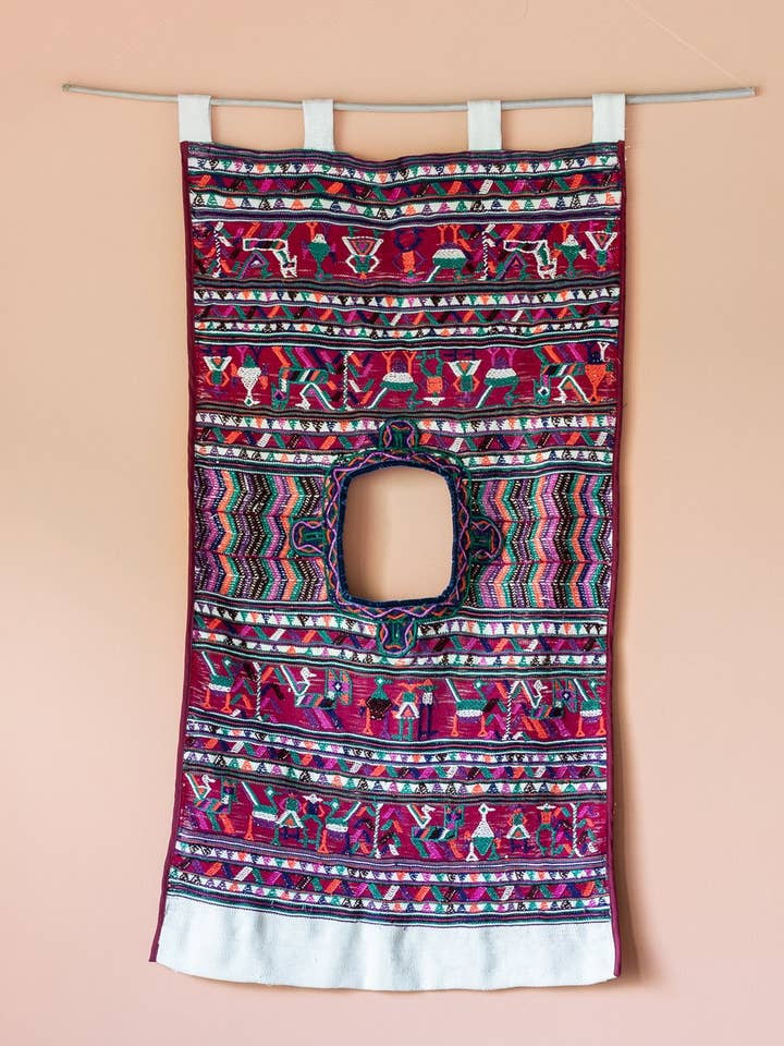 Huipil Wall Hanging Jade for wholesale by Vegan Expedition