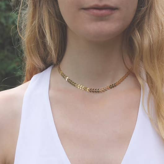 Gold Chevron Choker for wholesale by Vintage Acorn