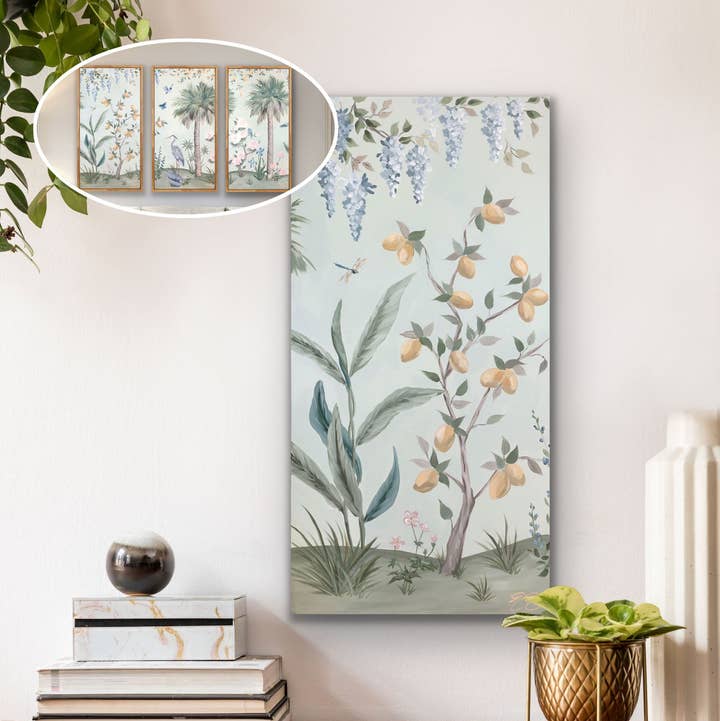 Elizabeth Alice Studio - Wholesale Art Print - Hazel, a green tropical chinoiserie canvas wrap print9