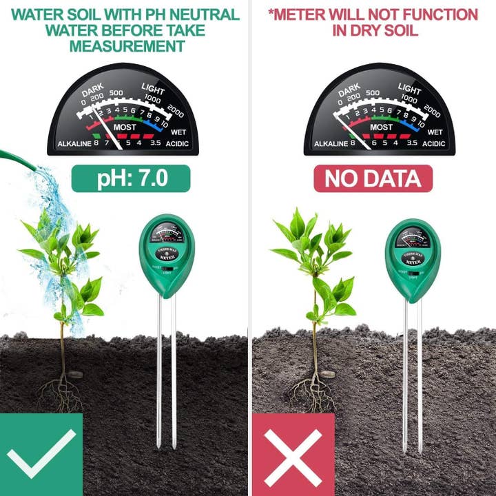 VIGOR - Wholesale Garden Tool - Soil Moisture Meter, Upgraded Stainless Steel Probe Soil pH3