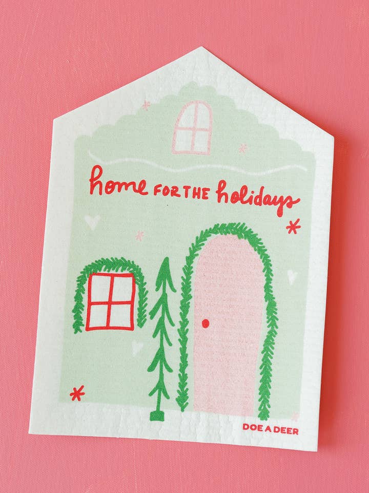 Home for the Holidays Swedish Dishcloth | Reusable, Holiday for wholesale by Doe A Deer