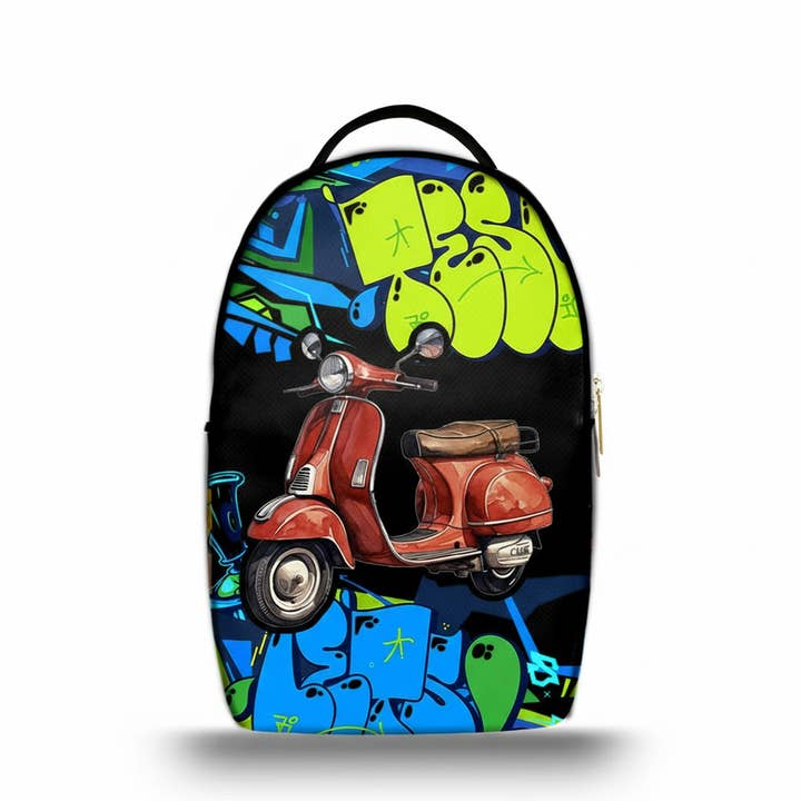 Mochila Ermes Madinbo - Hecho en Italia - Unisex - Portaordenador - Mochila Escolar - Mochila de Trabajo - Gráfica Vespa para venta al por mayor de MADINBO