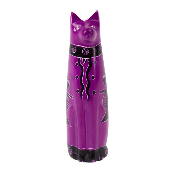 Global Crafts - Wholesale Sculpture - Single Soapstone Sitting Cats Sculptures - 5-inch0