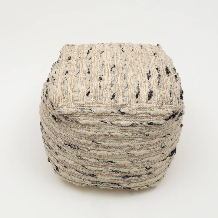 Beige Neutral Retreat Pouf, 18"x18" for wholesale on Faire