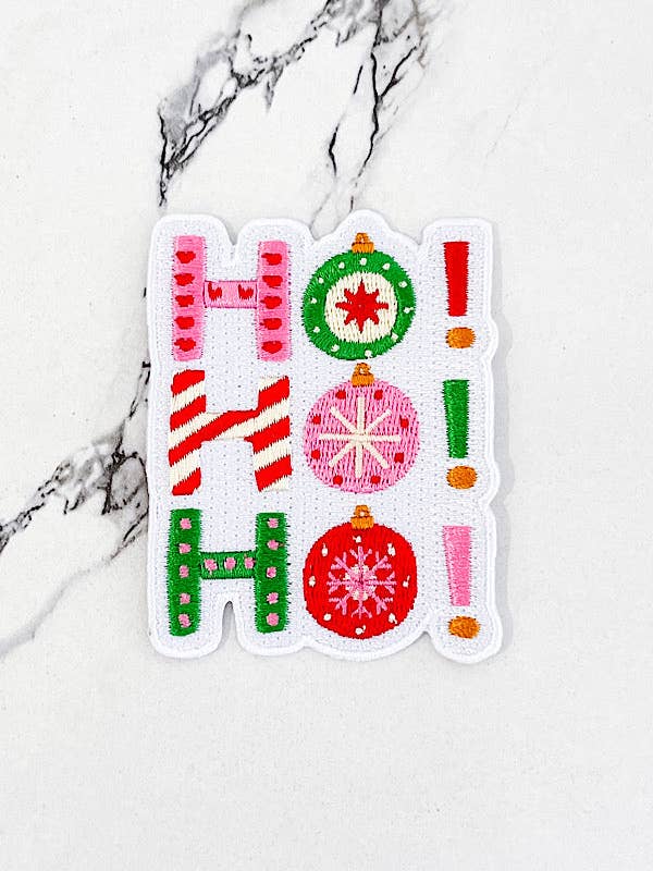 Ornament Ho Ho Embroidered Patch for wholesale by Nash Grey