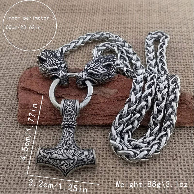 SALINA TRADING INC - Vente Colliers à pendentif - Collier Pendentif Tête de Loup Marteau de Thor Viking pour Homme0