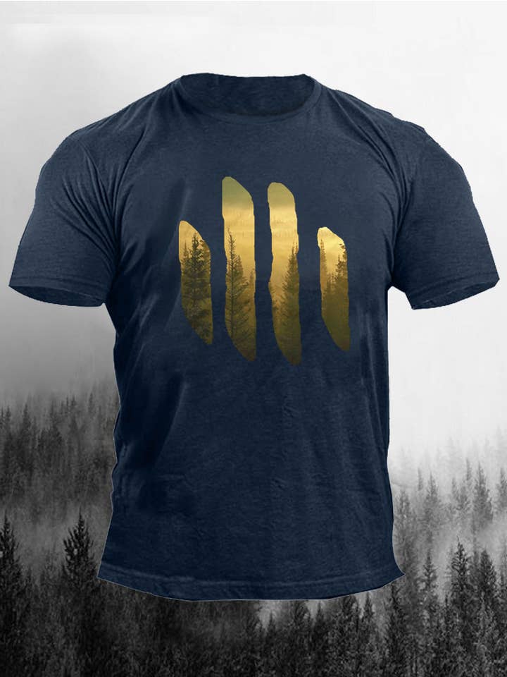 Tourtiwi - Wholesale Screen Printed T-Shirt - Men's - Forest Bars Printed Men's T-Shirt3