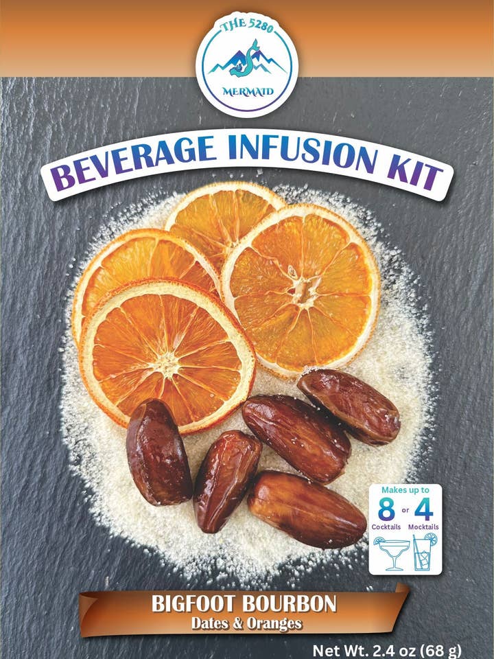 "Big Foot Bourbon" Dates & Orange Beverage Infusion Kit MINI; Infuse in Bourbon, Whiskey or Rum for wholesale by The 5280 Mermaid