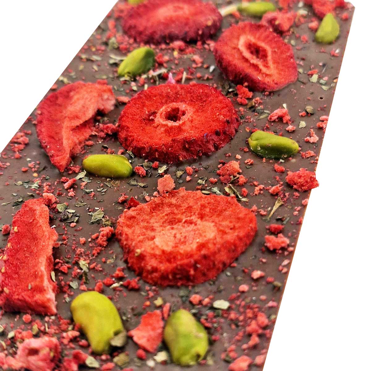 Ritonka ...made with love - Wholesale Chocolate Bar - Premium milk chocolate - strawberry, pistachios, basil 95g2