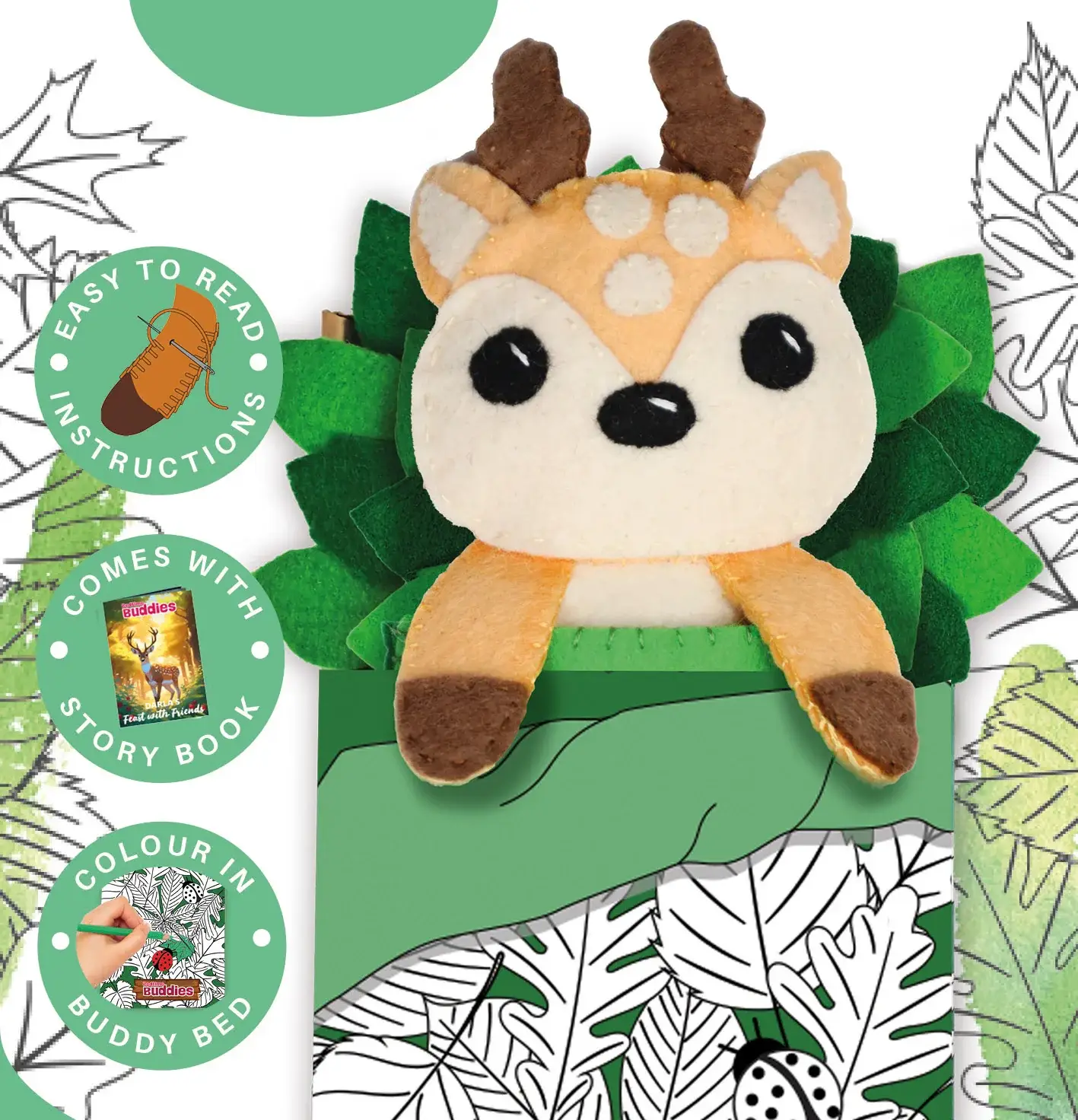 Creative World of Crafts - Wholesale Craft Sewing Kit - Felt Sewing Kits Bedtime Buddies - Darla the Deer0