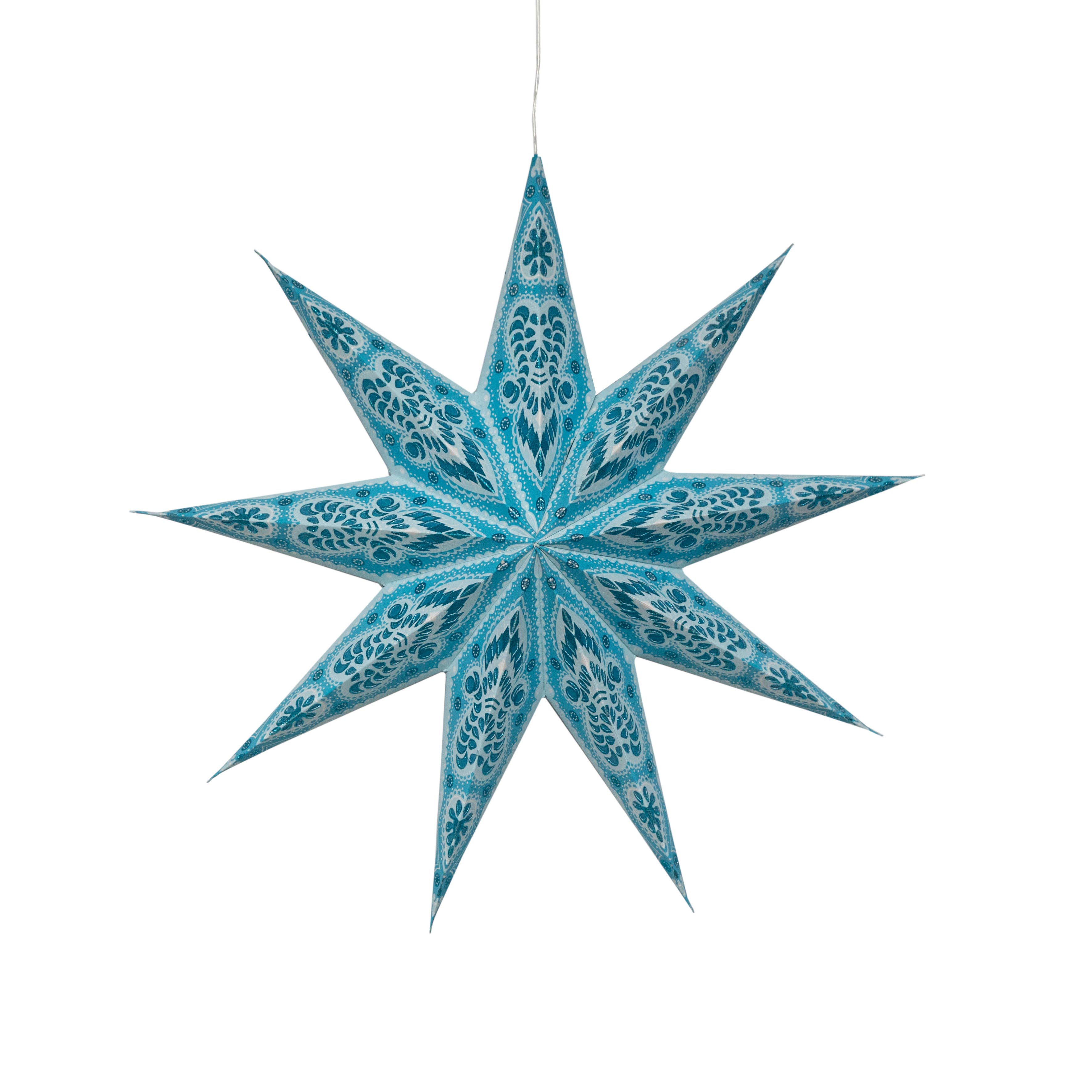 Artschatz LLC – wholesale Paper lantern/lamp – Phoenix 9 Point 17" Turquoise/ Sky blue Paper Star Lantern7