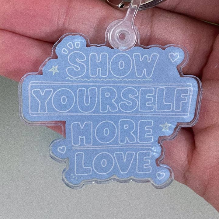 Muéstrate más amor llavero acrílico para venta al por mayor de Joyful Szn