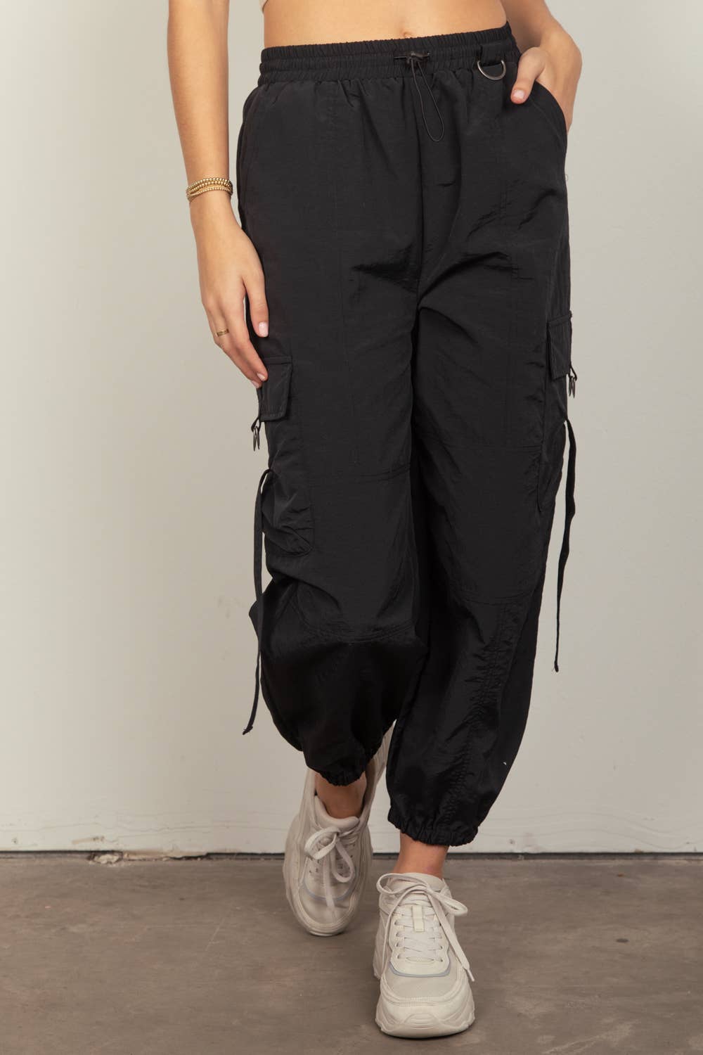 VERY J – Calças - Mulher por atacado – NP70377-Calças Cargo de Tecido Sólido de Cintura Elástica14