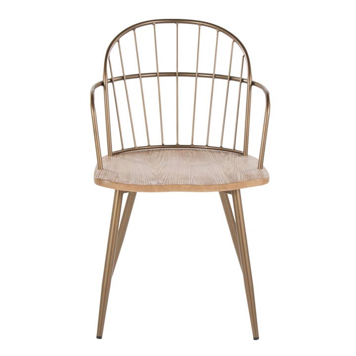 Black Metal Dark Walnut Wood Riley Arm Chair - Set of 2 for wholesale on Faire23