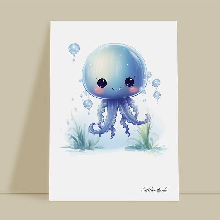 Décoration murale chambre bébé méduse - Thème marin pour la vente par L'atelier Toudou