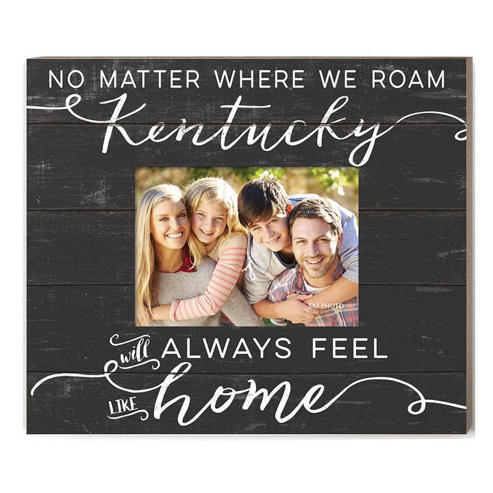 Weathered Slat Photo Frame Feels Like Home Kentucky for wholesale by Kindred Hearts