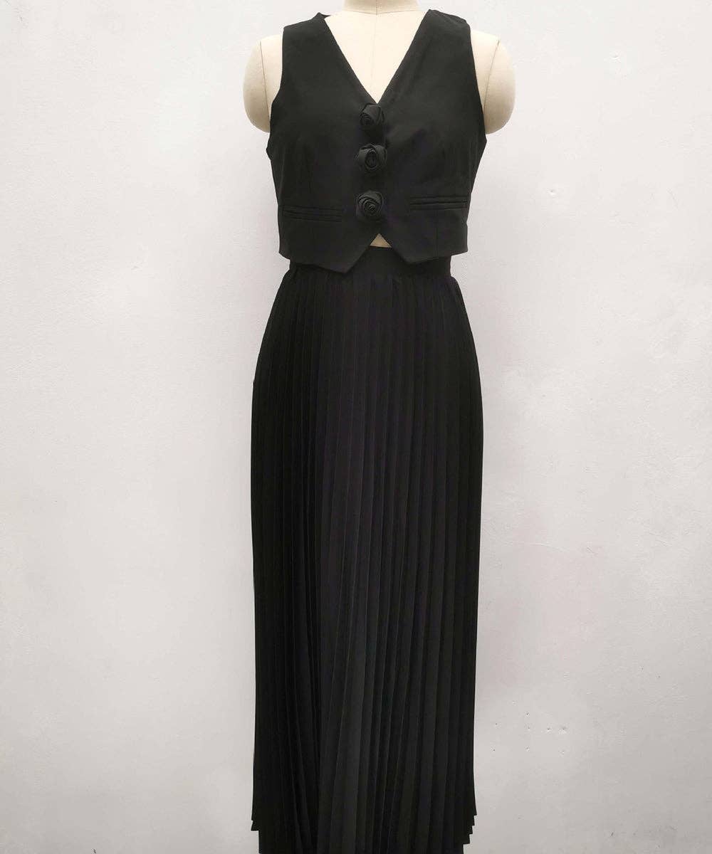 Aria Romance – Großhandel Set aus Oberteil und Rock – Damen – Zweiteiliges Set mit plissierten Ärmeln und Lagenlook13