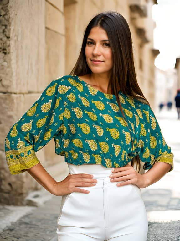 Grön sidenskjorta för wholesale av Kimago Look