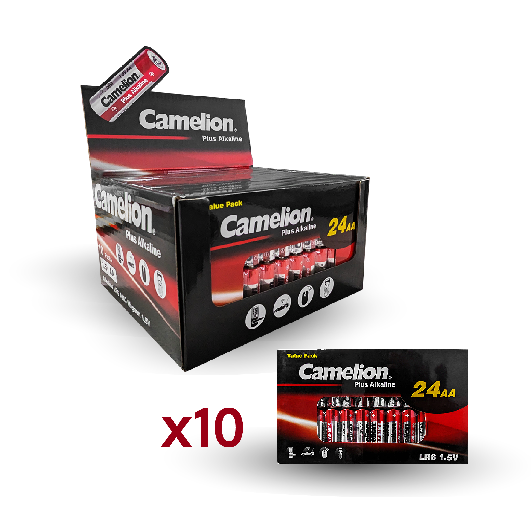 Camelion Battery - Wholesale Retailer Display - Paper & Novelty - Camelion AA Plus Alkaline 24pk Box Counter Display (10pk)1