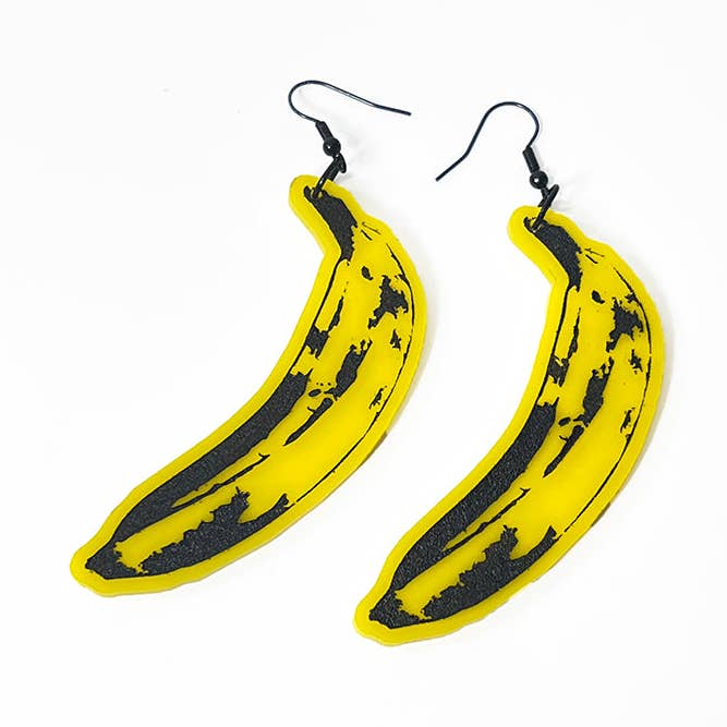 Small Pop Art Banana Earrings for wholesale by Audacious Studio