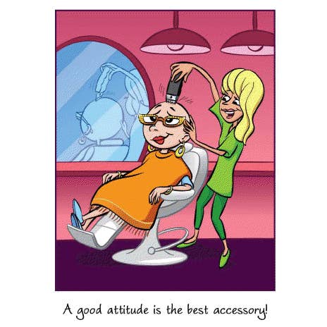 Kræft Opmuntring „Attitude“ kræft pige lykønskningskort for engroshandel hos Wordy Bird Cards