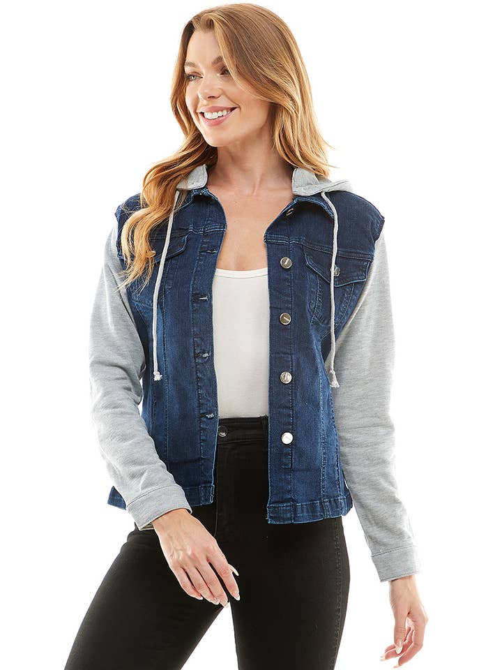 BLUE AGE - Wholesale Denim Jacket - Women's - Spandex Ladies' Denim Jacket with Fleece Hoodie4