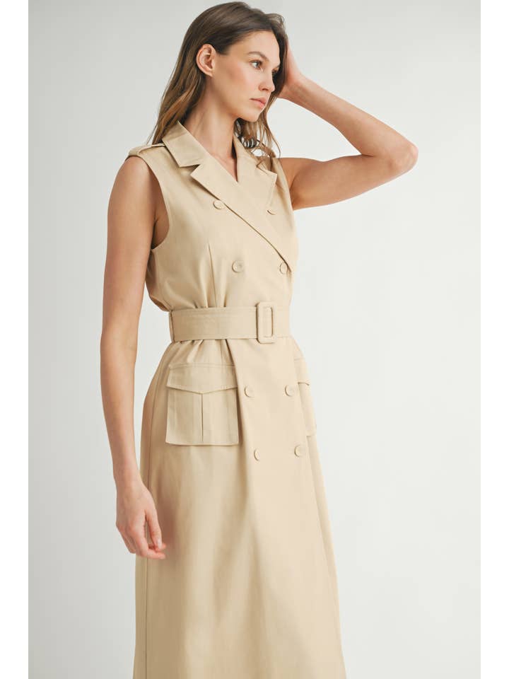 COMBO IVOIRE LD1869 La Robe Trench Sans Manches Ceinturée en vente sur Faire4