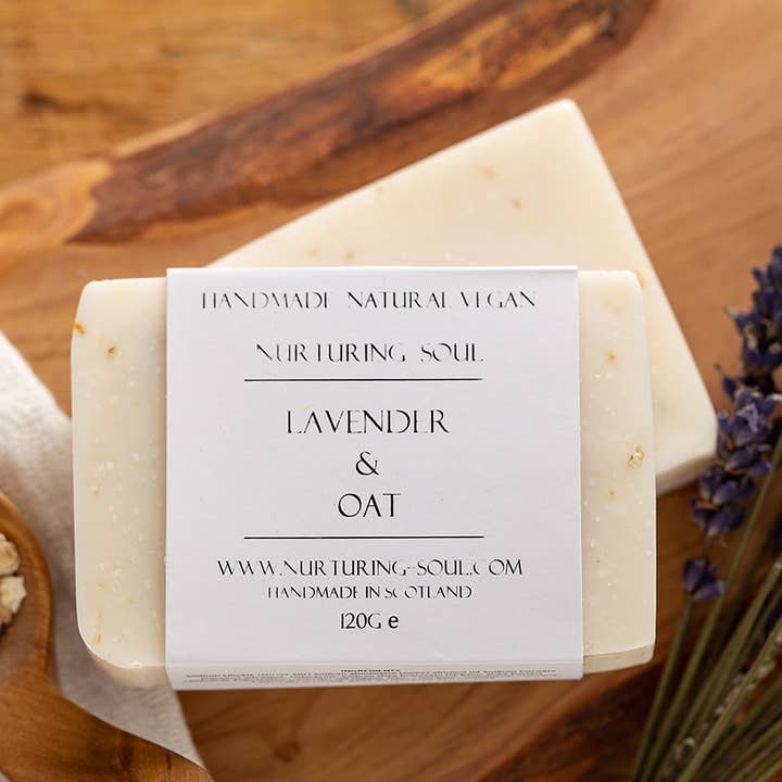 Lavender and Oat handcrafted natural vegan soap for wholesale by Nurturing Soul