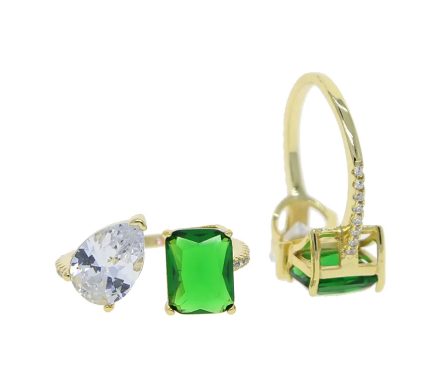 HoopLa - Wholesale Multi-Stone Ring - Lilly Collection- Beyond Finger ring- Open band-CZ Multi11