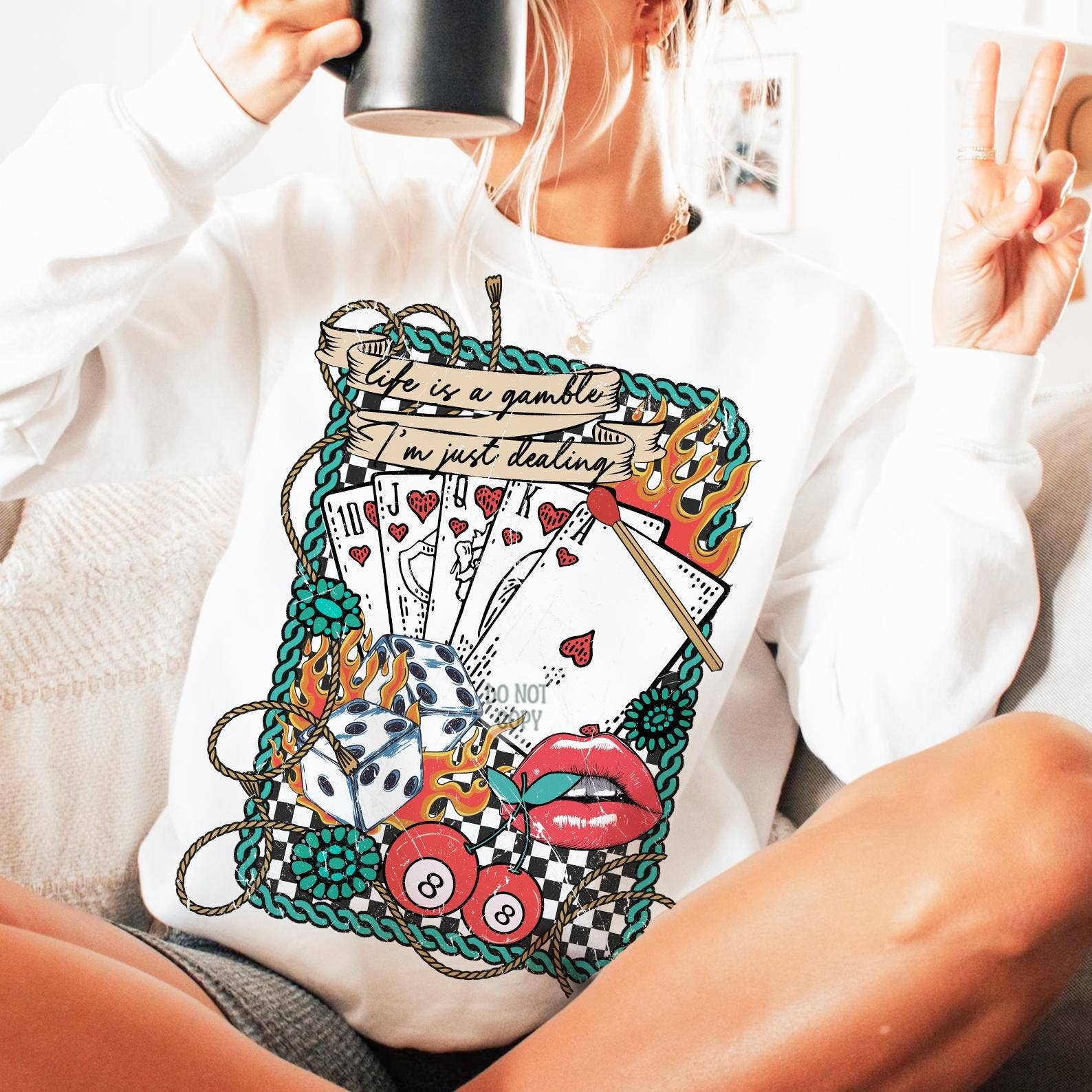 NVC Ecommerce LLC - Vente Tunique – femme - T-shirt La vie est un pari, Cadeaux Far West, Pull rétro cowboy2