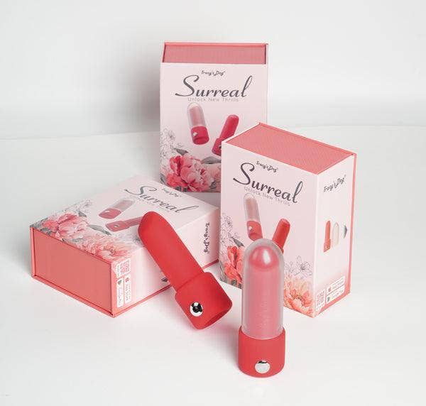 Red Surreal App-controlled Lipstick Vibrator for wholesale on Faire4
