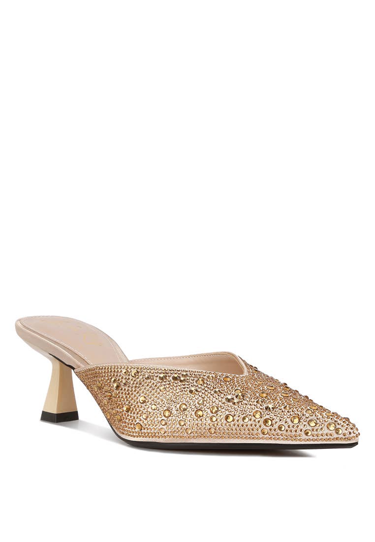 Rag Company - Vente Mules – femme - Mules en satin ornées de strass Aldora5