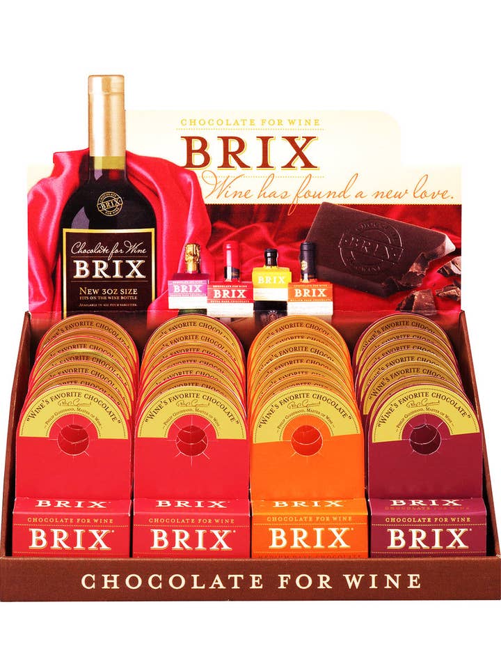 Présentoir de comptoir pour bouteille Brix, 32 pièces, 3 oz pour la vente par Brix Chocolate