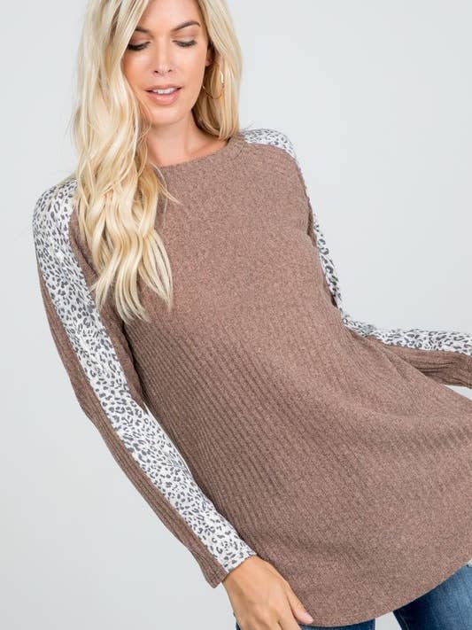 Streifenfarbblock-Oberteil - Rippstrickpullover für den Großhandel von Rose Mellow Fashion