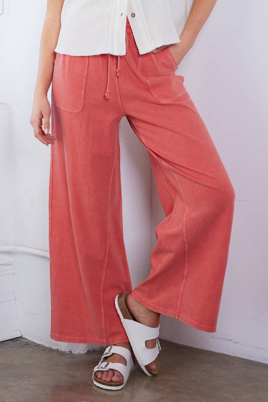 mittoshop - Wholesale Pants - Women's - MINERAL WASH FRENCH TERRY WIDE LEG PANTS21