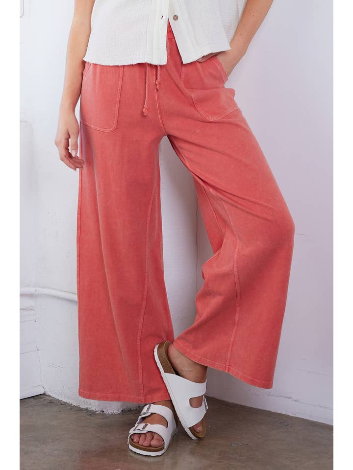 mittoshop - Wholesale Pants - Women's - MINERAL WASH FRENCH TERRY WIDE LEG PANTS21