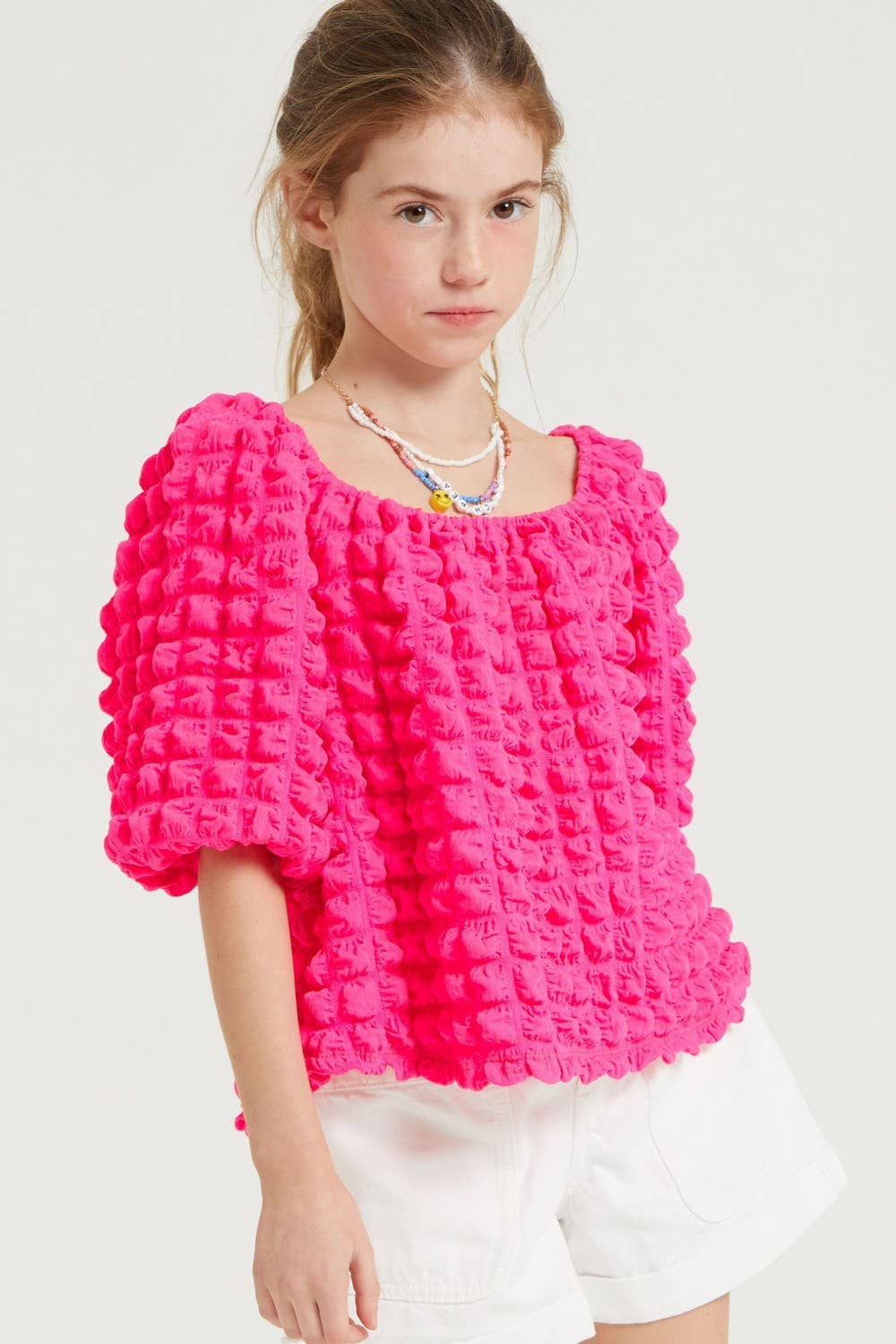 Good Girl - Wholesale Knit Top - Kids - Embossed Bubble Texture Balloon Sleeve Top8