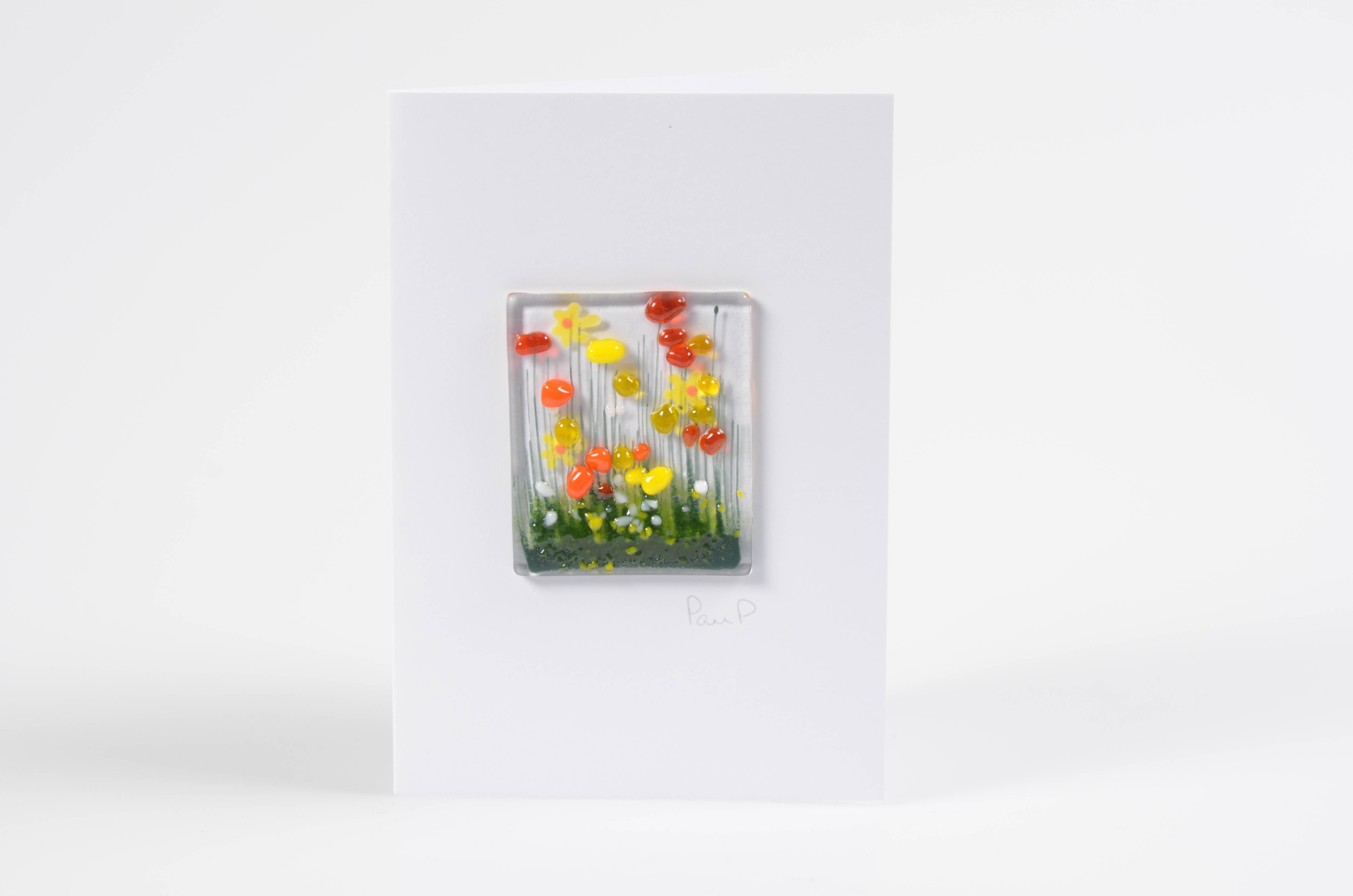 Pam Peters Designs – wholesale Everyday greeting card – Handmade Fused Glass Greeting Card -  daffodil Card2