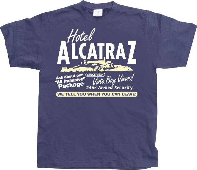 Hybris Production AB – T-shirt estampada - Unissexo por atacado – Camiseta Hotel Alcatraz1