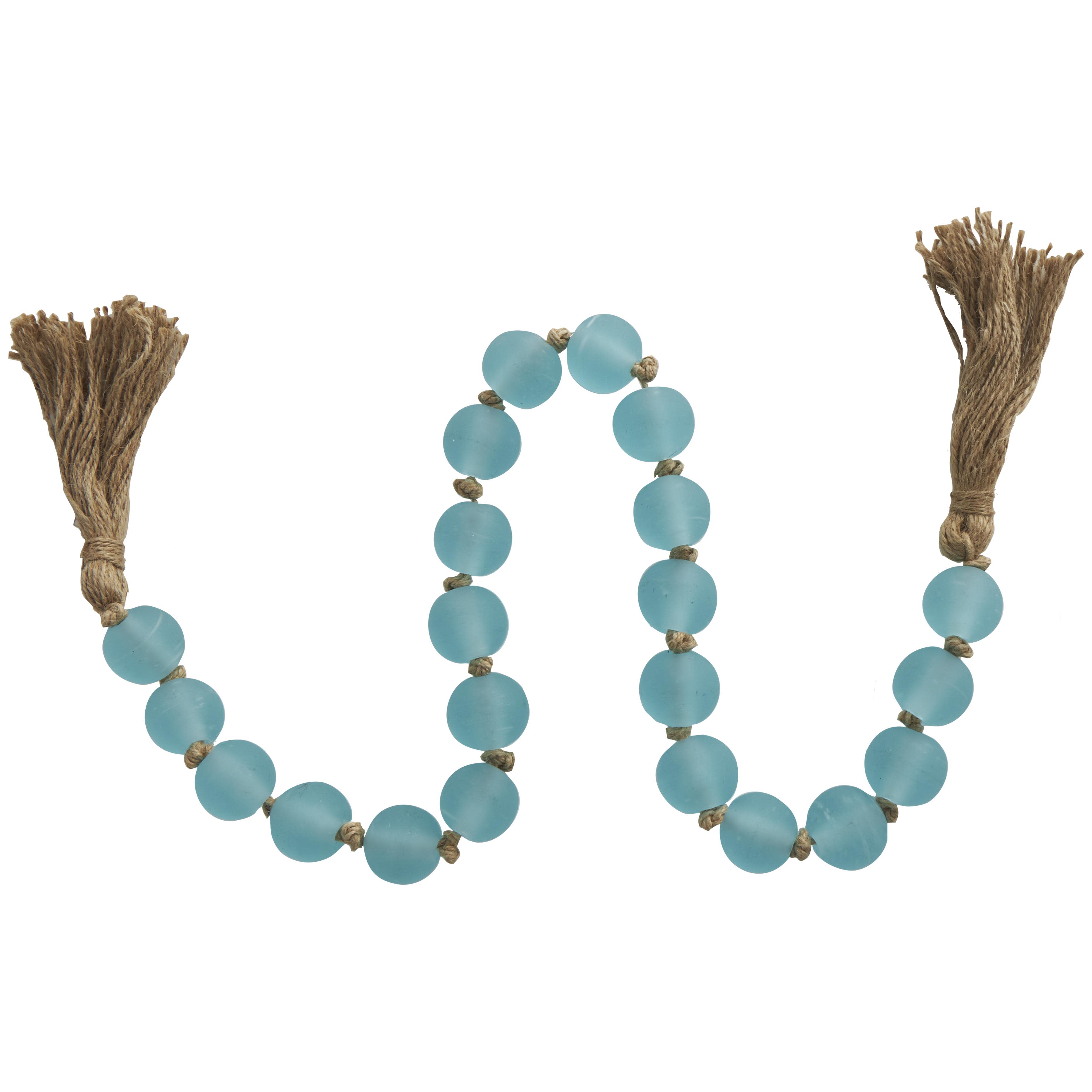 Import Corner - Wholesale Bunting/Garland - A-73580: GLASS BEADED GARLAND FROSTY SKY BLUE 45"L2