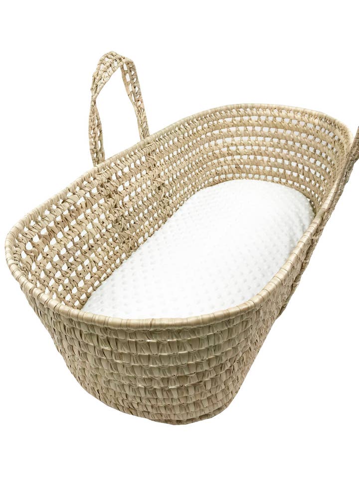 Drap-housse sur mesure en Minky blanc Ă pois pour la vente par Wendy Anne