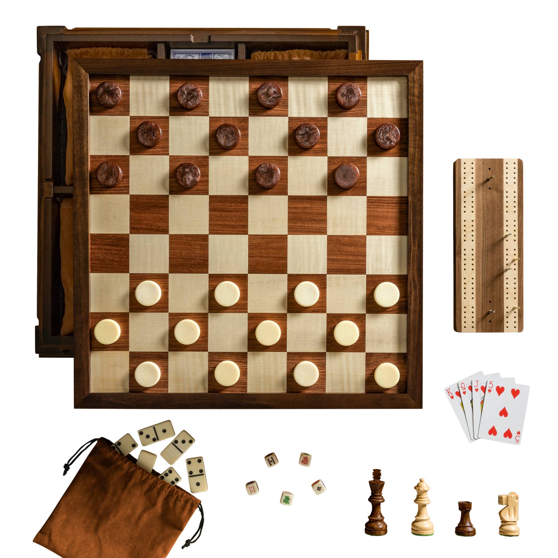 WS Game Company - Wholesale Board Game - Chess 7-in-1 Heirloom Edition includes cards, dice & more6