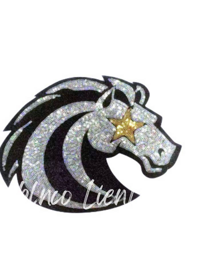 Mustang Mascot Gameday Sequin Patch for wholesale by ABLNco
