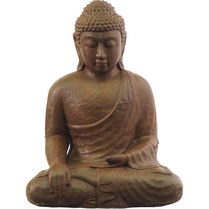 Statua in pietra vulcanica di Buddha che tocca la terra marrone (ciascuna) per la vendita all'ingrosso da parte di Kheops International