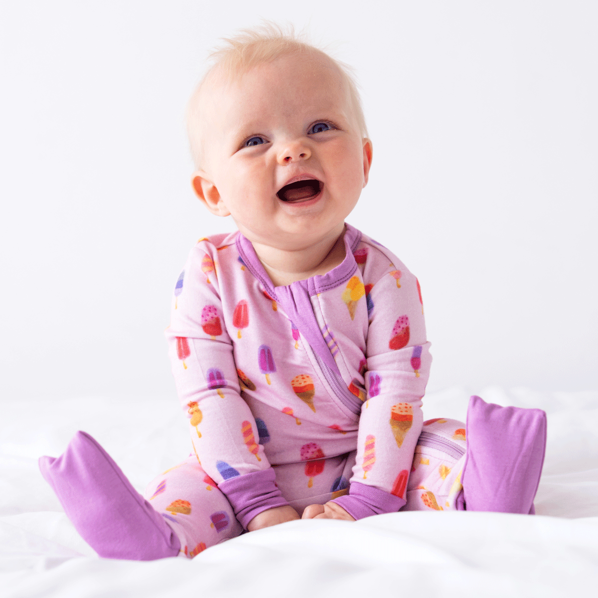Dreamland Baby - Wholesale Sleepsuit - Baby - Baby Bamboo Pajamas w/ DreamCuffs® - Pink Popsicle4