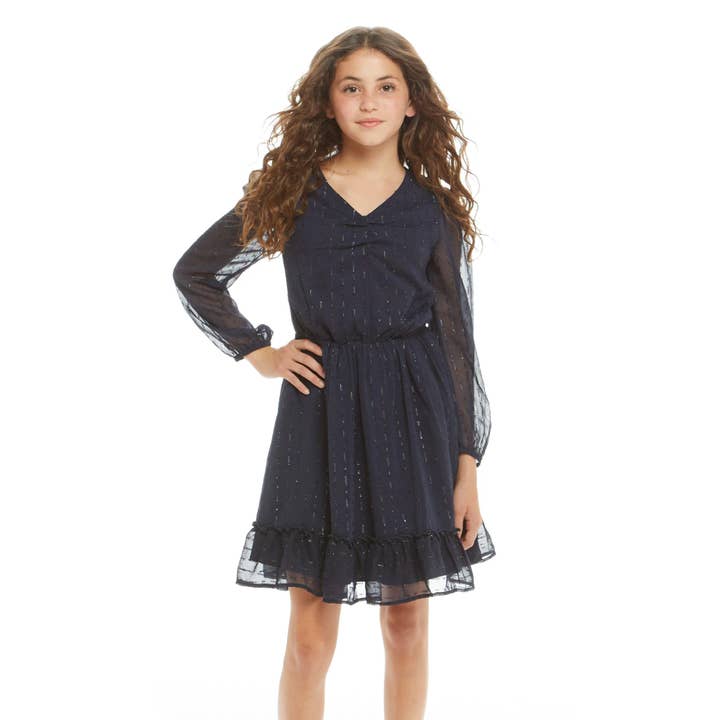 Navy Girls Tween Starry Elegance Holiday Dres for wholesale on Faire4