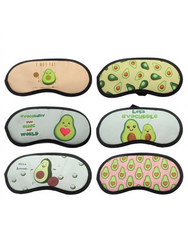 Animated Avocado Print Blindfold Sleep Eye Mask for wholesale by Cap Zone