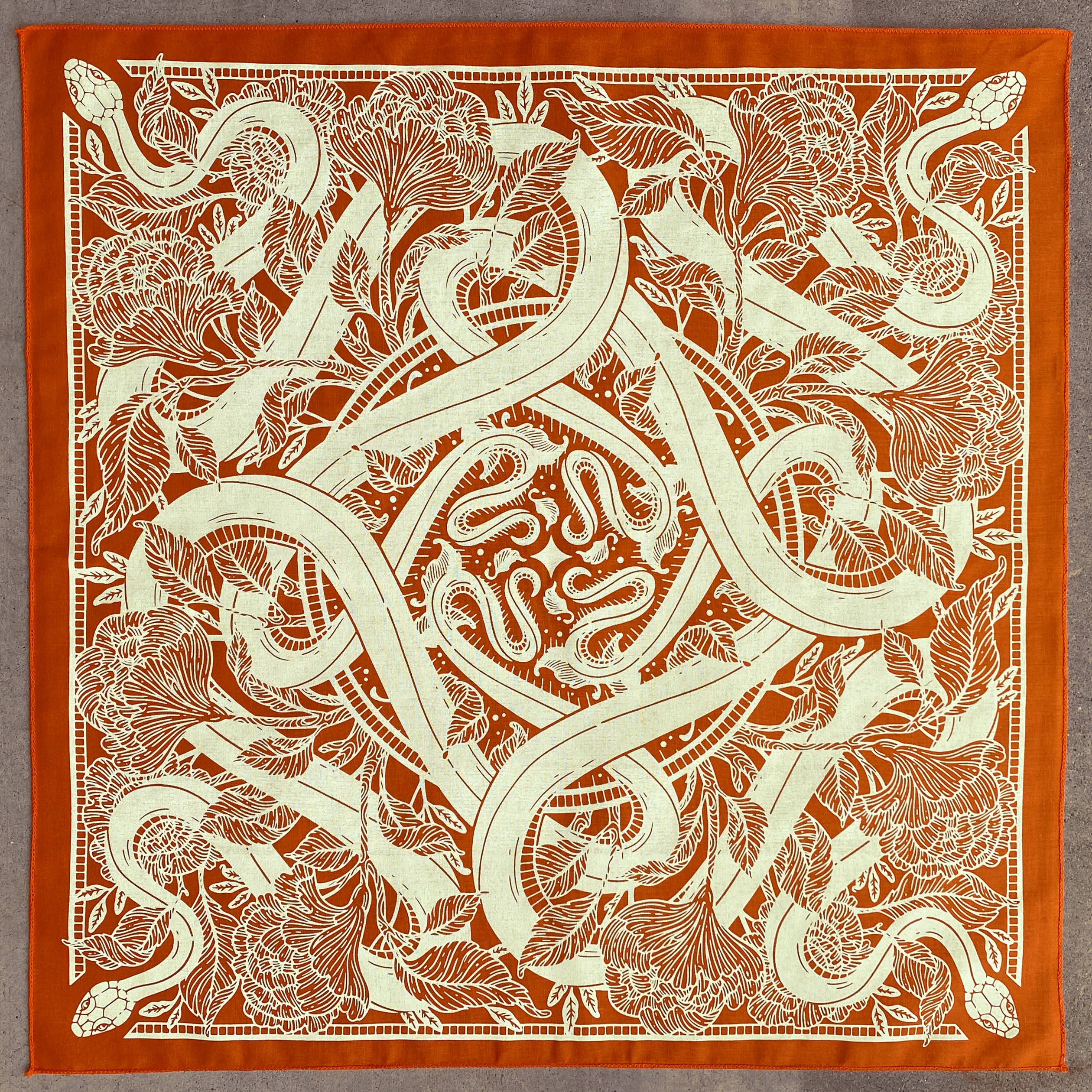 Kate O'Hara - Wholesale Bandana - Women's - Marigold Floral Snake Bandana6