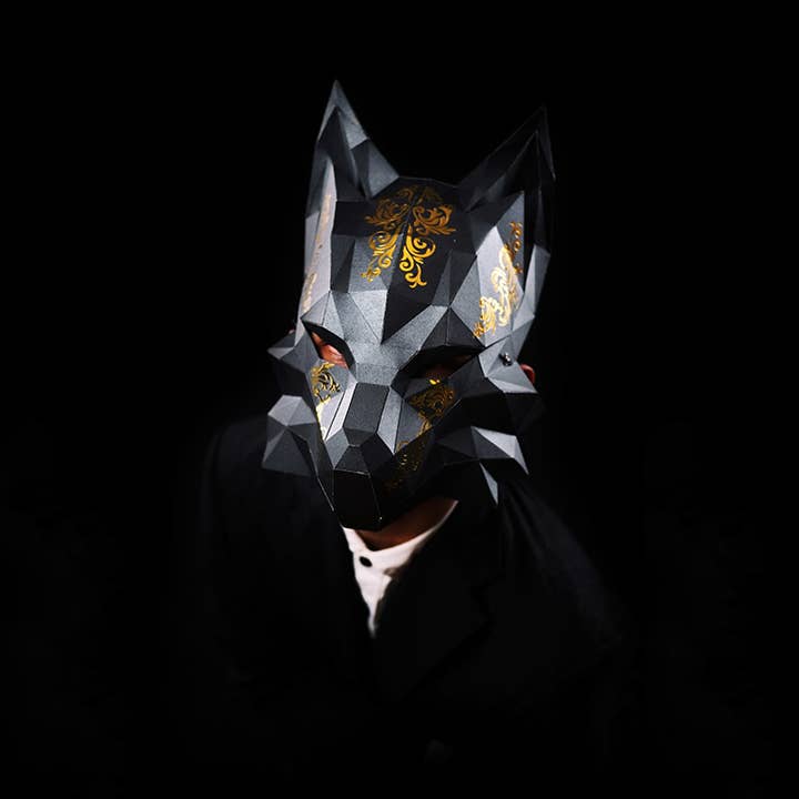 PAPERCRAFT WORLD - Wholesale DIY Craft Kit - 3D PaperCraft Futuristic Fox Origami Mask - Black8