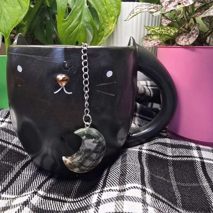 Eclectic Wallflower Boutique - Wholesale Tea Strainer/Infuser - Green Aventurine Moon Loose Tea Leaf Infuser4